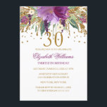 Invitation Parties scintillant florale Étincelle Améthyste 30<br><div class="desc">Plus d'invitations à fêtes florales dans le magasin Little Bayleigh! Nous avons utilisé des oeuvres d'art de : www.createthecut.com</div>