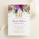 Invitation Parties scintillant florale Étincelle Améthyste 60<br><div class="desc">Plus d'invitations à fêtes florales dans le magasin Little Bayleigh! Nous avons utilisé des oeuvres d'art de : www.createthecut.com</div>