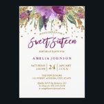 Invitation Parties scintillant florale Étincelle Sweet sixtee<br><div class="desc">Pour la collection correspondante visitez notre magasin Little Bayleigh! Nous avons utilisé des oeuvres d'art de : www.createthecut.com</div>