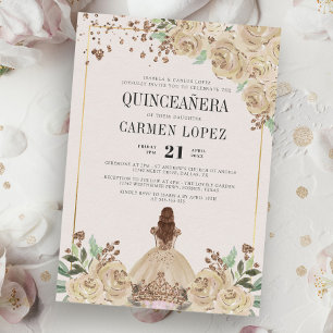 Invitation Parties scintillant florale Gold Princesse Anniver