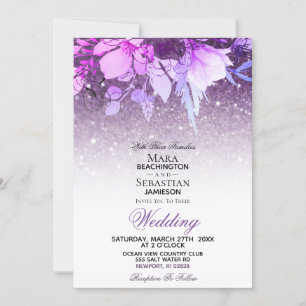 Invitation *~* Parties scintillant florale moderne violet AR1