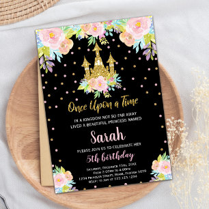 Invitation Parties scintillant Florale Noire Princesse Invita