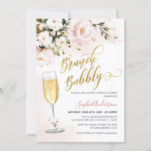 Invitation Parties scintillant Florale Rose Blush Gold Brunch