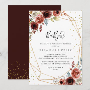 Invitation Parties scintillant géométrique Gold BabyQ Baby sh