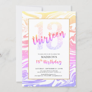 Invitation Parties scintillant Girly Multi-Color Script 13e a