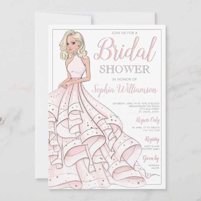 Invitation Parties scintillant Glam Blonde Bride Fête des mar (Devant)