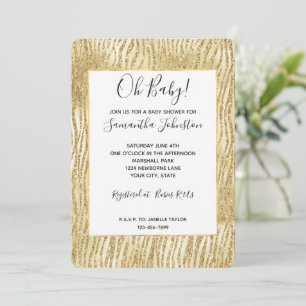 Invitation Parties scintillant Glam Or Zebra Print