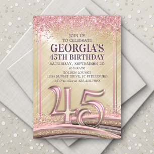 Invitation Parties scintillant Glam Rose Gold 45e anniversair