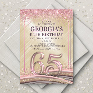 Invitation Parties scintillant Glam Rose Gold 65e anniversair