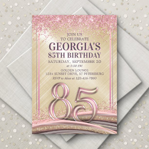 Invitation Parties scintillant Glam Rose Gold 85e anniversair