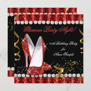 Invitation Parties scintillant Glamor fête Nuit Rouge Or talo