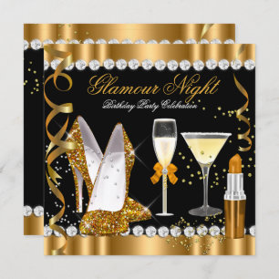 Invitation Parties scintillant Glamor Night Gold Black Silver