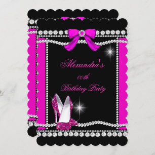 Invitation Parties scintillant Glamor noir Hot rose talons ha