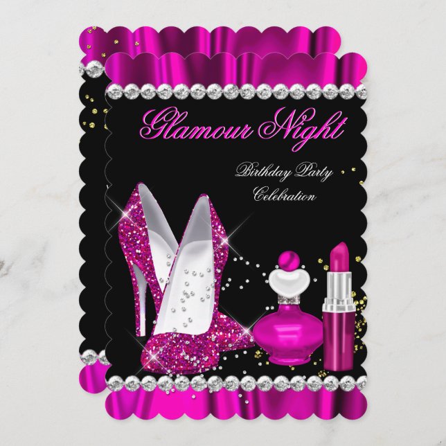 Invitation Parties scintillant Glamor Nuit Profond Rose Gold  (Devant / Derrière)