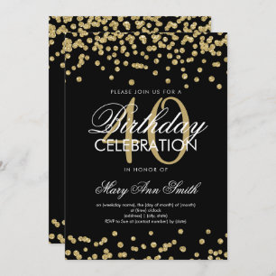 Invitation Parties scintillant Gold Black 40th Birthday Party