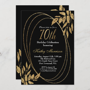 Invitation Parties scintillant Gold Black 70e anniversaire