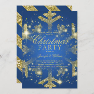 Invitation Parties scintillant Gold & Blue Feu de neige Fête