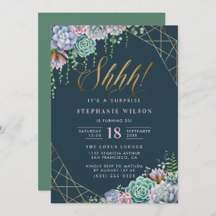 Invitation Parties scintillant Gold Chic Script Surprise Anni