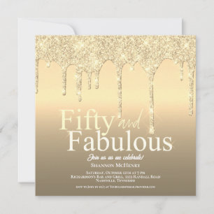 Invitation Parties scintillant Gold Cinquante et fabuleux ann