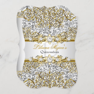 Invitation Parties scintillant Gold Damask Quinceanera Invita