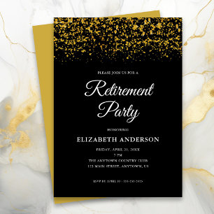 Invitation Parties scintillant Gold de la partie de retraite