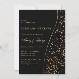 Invitation Parties scintillant Gold de luxe Black 50e anniver