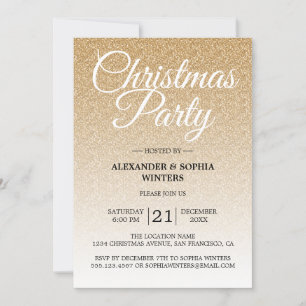 Invitation Parties scintillant Gold de luxe Ombre Christmas P