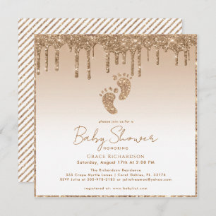 Invitation Parties scintillant Gold Drives Baby shower invita