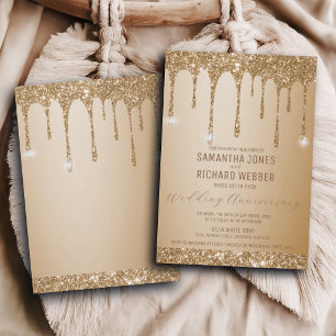 Invitation Parties scintillant Gold Drives Champagne Mariage 