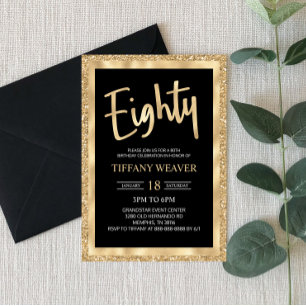 Invitation Parties scintillant Gold Foil 80th Birthday Invita