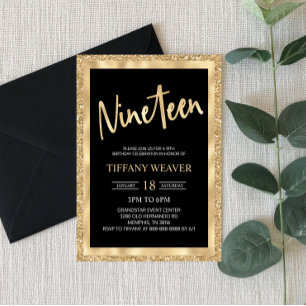 Invitation Parties scintillant Gold Foil Dix-neuf-neuvième an