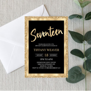 Invitation Parties scintillant Gold Foil dix-septième 17e ann