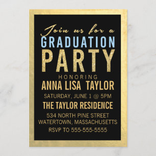 Invitation Parties scintillant Gold Foil Graduation Party Inv