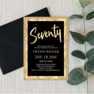 Invitation Parties scintillant Gold Foil Soixante-dix-septièm