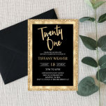 Invitation Parties scintillant Gold Foil Vingt et un 21e anni<br><div class="desc">C'est une invitation de 21ème anniversaire avec une parties scintillant d'or et un design de feuille. noir blanc or brillant brillant brillant brillant garçon fille gars garçon garçon fille 21 21e vingt et un vingt et un vingt et un premier vingt et un</div>