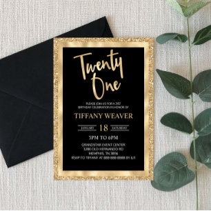 Invitation Parties scintillant Gold Foil Vingt et un 21e anni