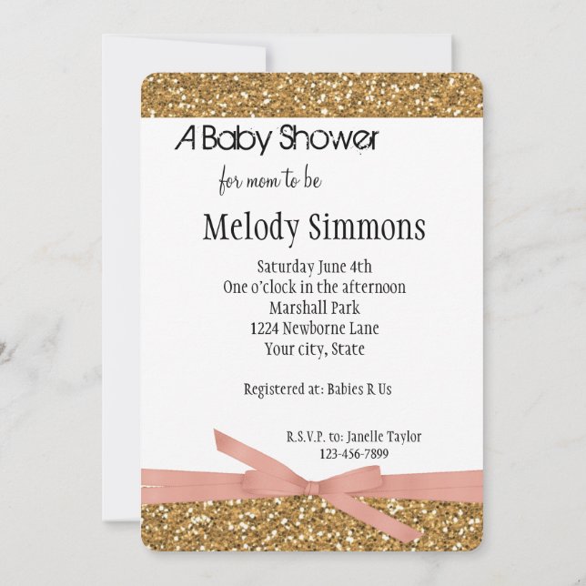 Invitation Parties scintillant Gold Glam Faux (Dos)