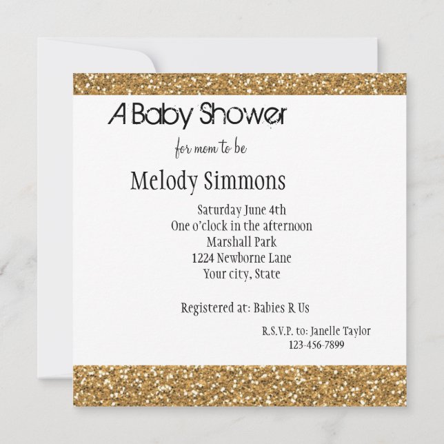 Invitation Parties scintillant Gold Glam Faux (Dos)