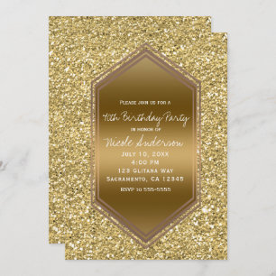 Invitation Parties scintillant Gold Glam Shine Anniversaire T