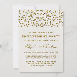 Invitation Parties scintillant Gold Glamor Confetti