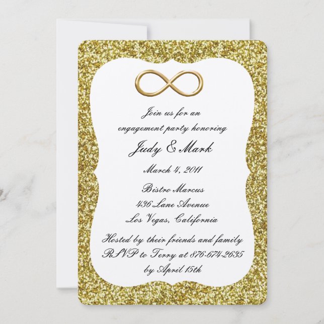 Invitation Parties scintillant Gold Gold Infinity Engagement  (Devant)