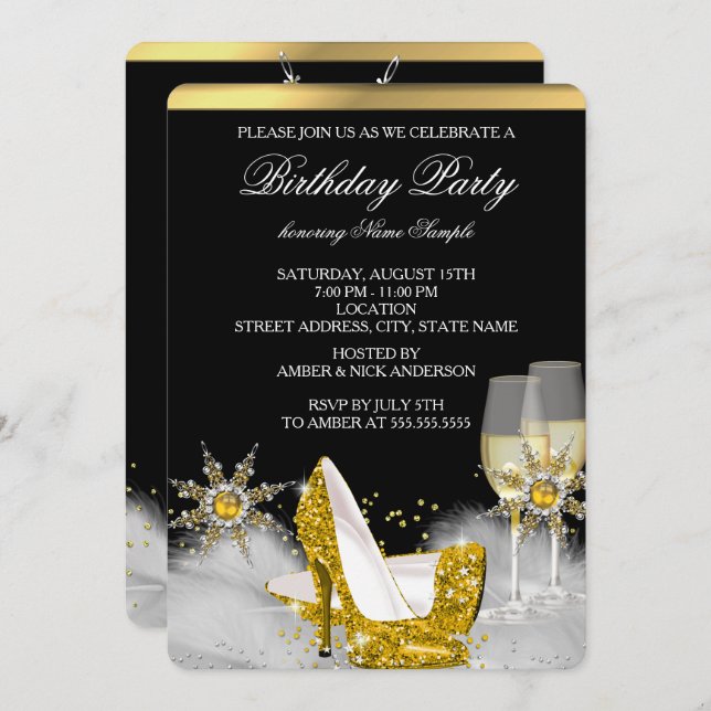 Invitation Parties scintillant Gold High Heel Chaussures Or C (Devant / Derrière)