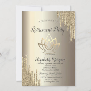 Invitation Parties scintillant Gold Lotus Champagne Retraite