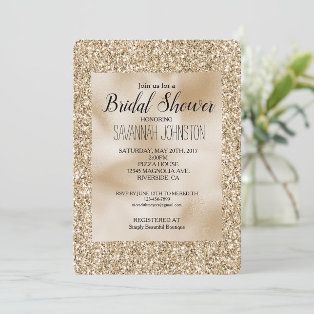Invitation Parties scintillant Gold Luxe (Debout devant)
