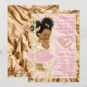 Invitation Parties scintillant Gold & Pink Girl Baby shower e