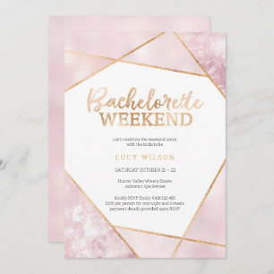 Invitation Parties scintillant Gold PinkBachelorette Weekend 