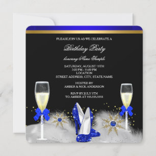 Invitation Parties scintillant Gold Royal Blue Talons Black C
