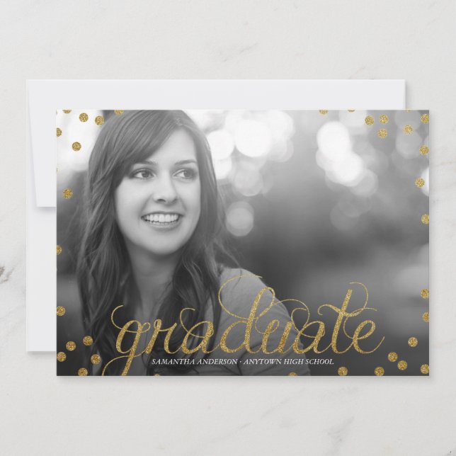 Invitation Parties scintillant Gold Script Look Photo Invitat (Devant)