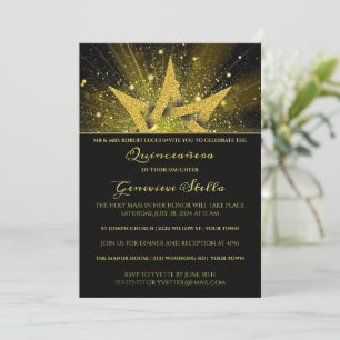 Invitation Parties scintillant Gold Star Quinceanera Invitati