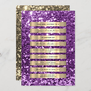 Invitation Parties scintillant Gold Stripes Champagne Blush V